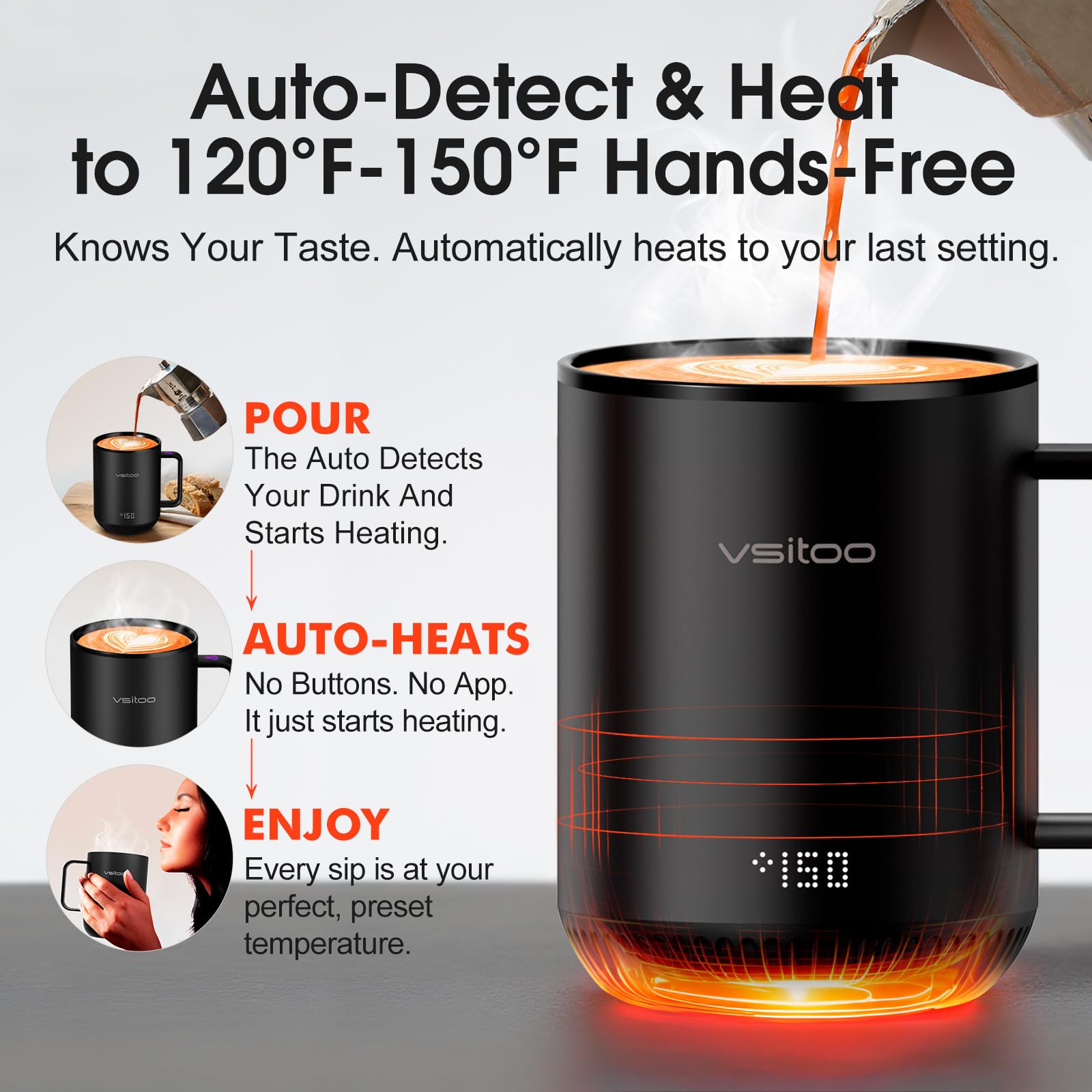 Vsitoo S3 12oz: control de temperatura digital para café expreso perfecto