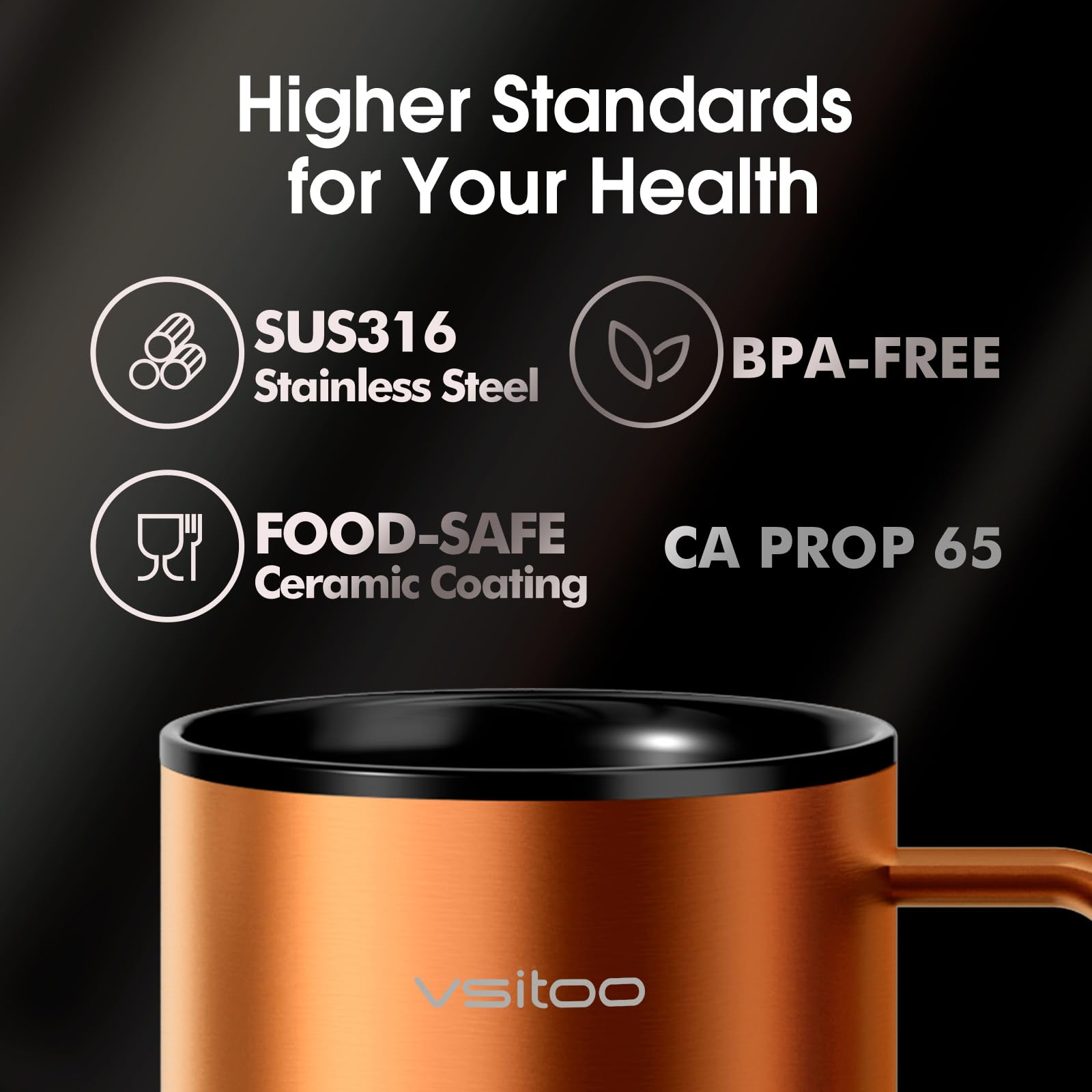 VSITOO S3 Plus, tapa libre de BPA para seguridad y limpieza