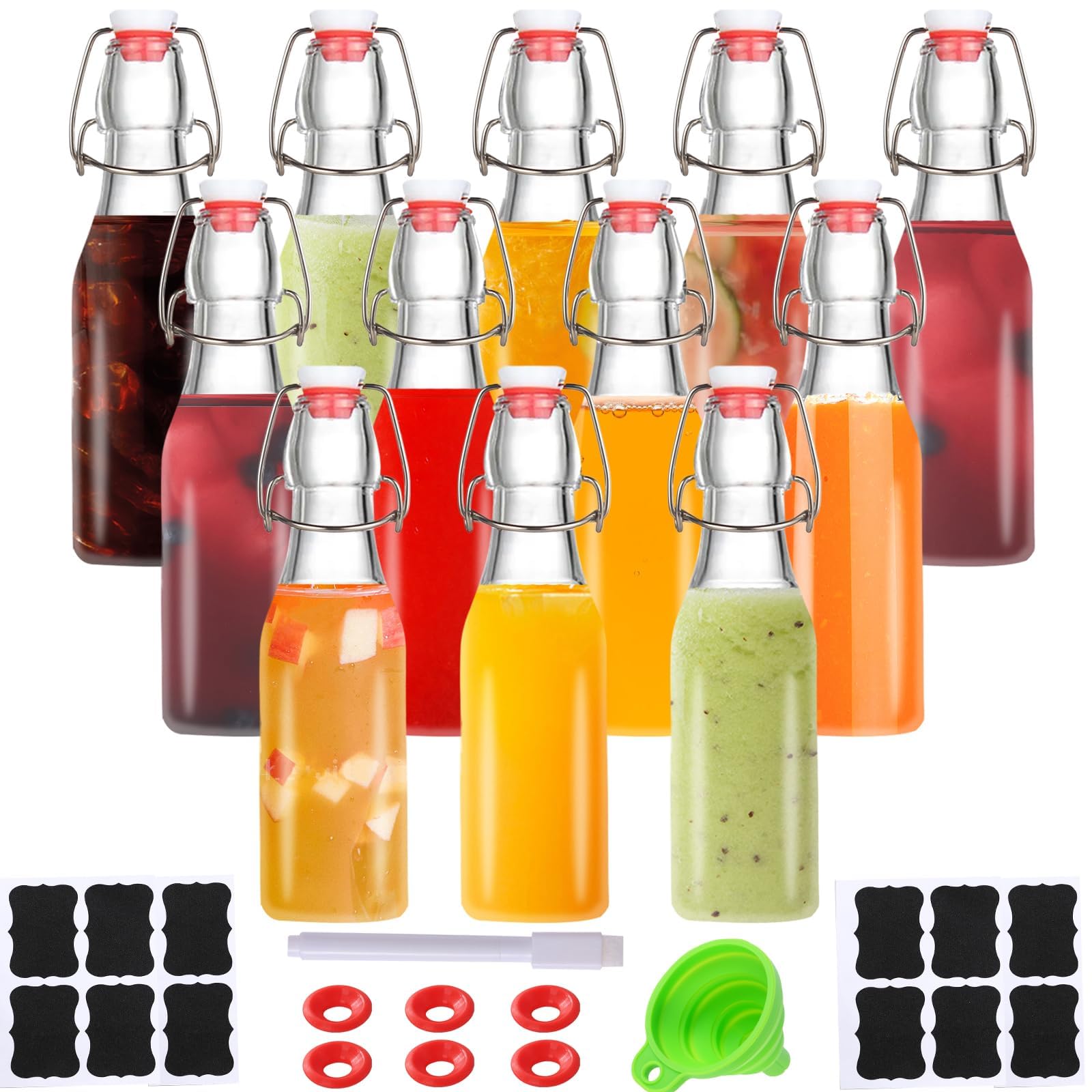 VSWINGBO botellas vidrio 8 oz con tapa levadiza para fermentación casera