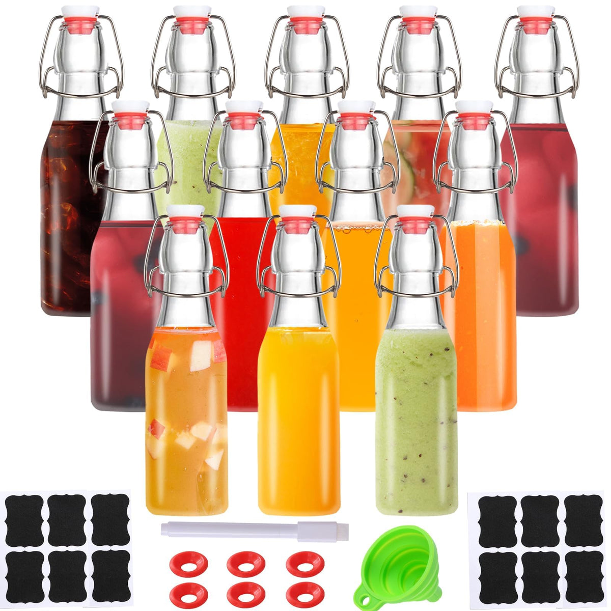 VSWINGBO botellas vidrio 8 oz con tapa levadiza para fermentación casera
