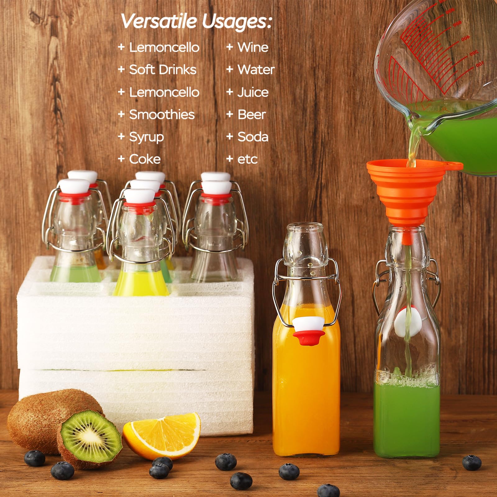 VSWINGBO botella vidrio 8 oz para kombucha y fermentos suaves