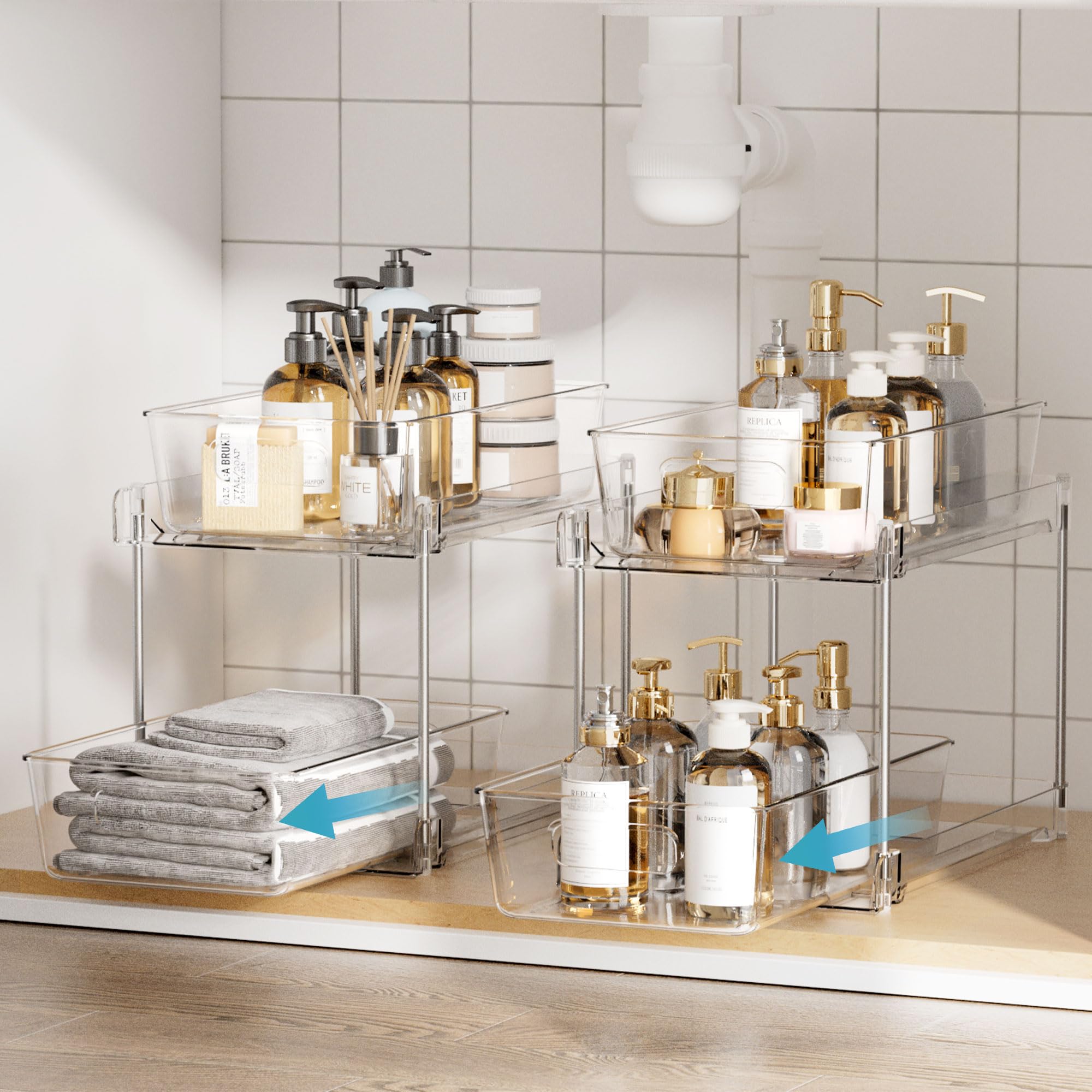 Vtopmart cajon-deslizable baño mantiene cosméticos organizados y de fácil alcance.