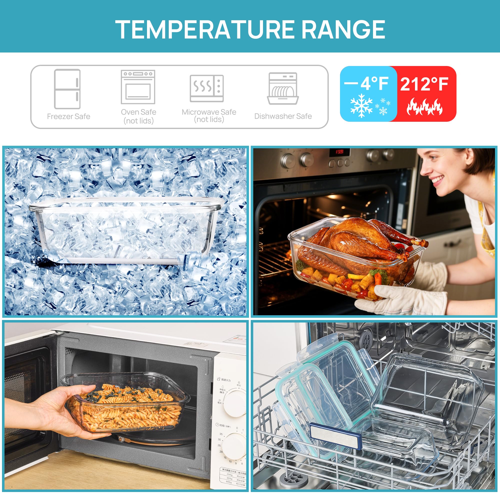 Vtopmart contenedores de vidrio transparentes para ver el contenido fácilmente