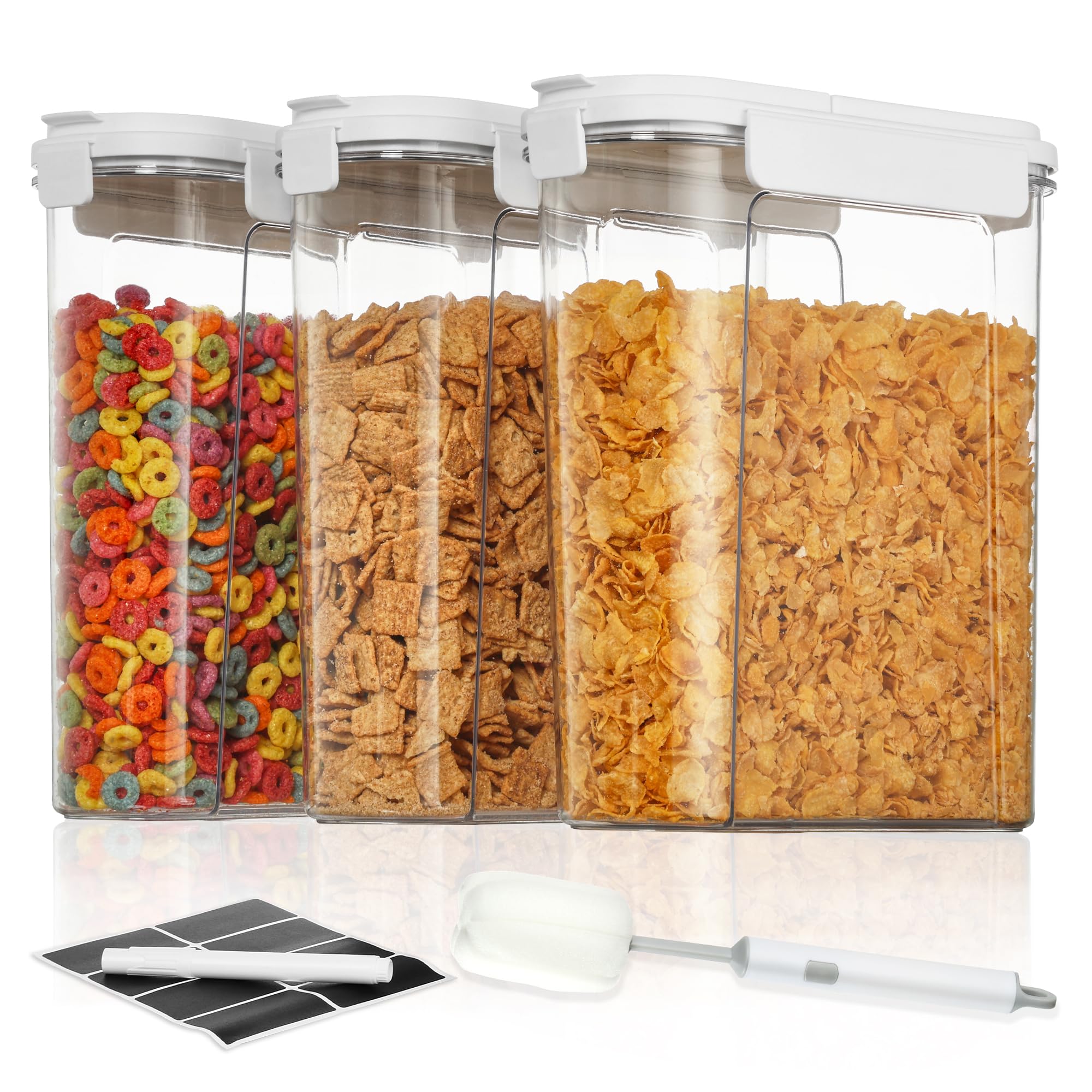 Vtopmart contenedores de cereal con tapas abatibles para verter fácilmente