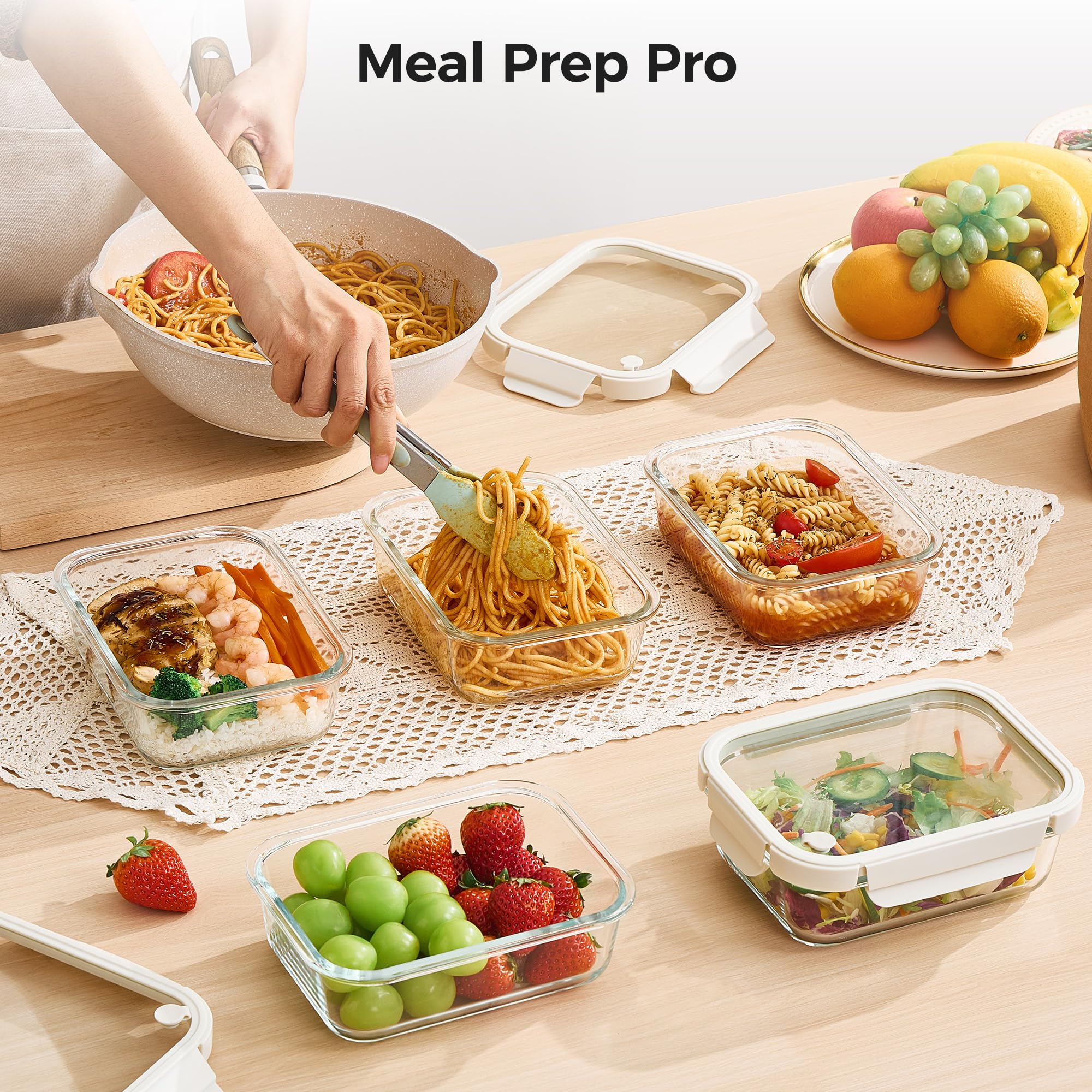 Contenedores de cristal Vtopmart aptos para horno, microondas, congelador y lavavajillas