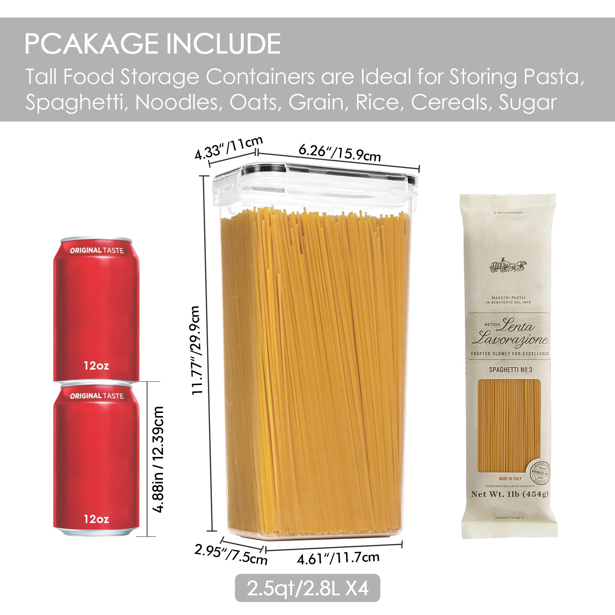 Vtopmart contenedores para pasta 2,8 L, optimizan la despensa.
