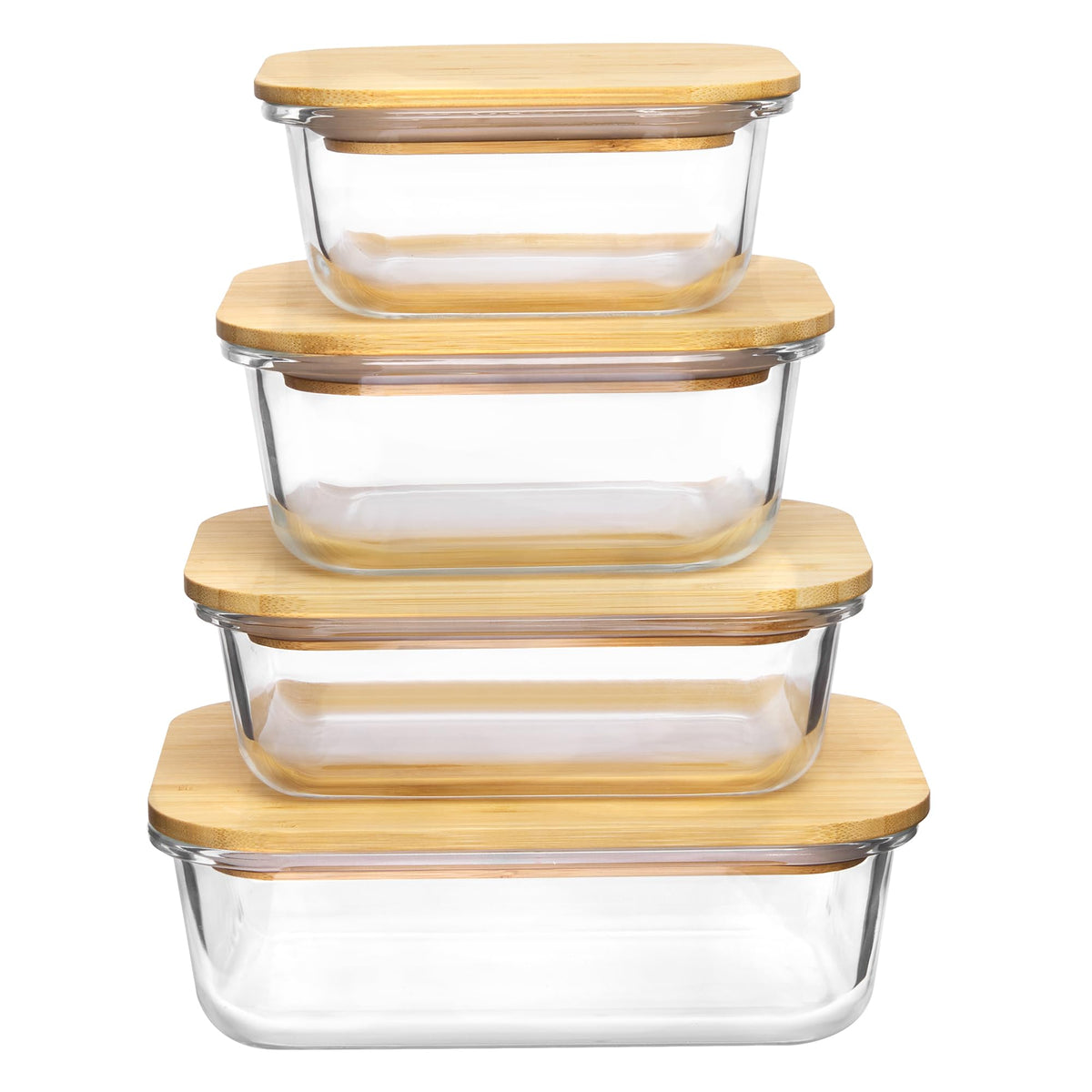 Vtopmart contenedores de vidrio para almuerzo con tapas de bambú, fáciles de transportar.