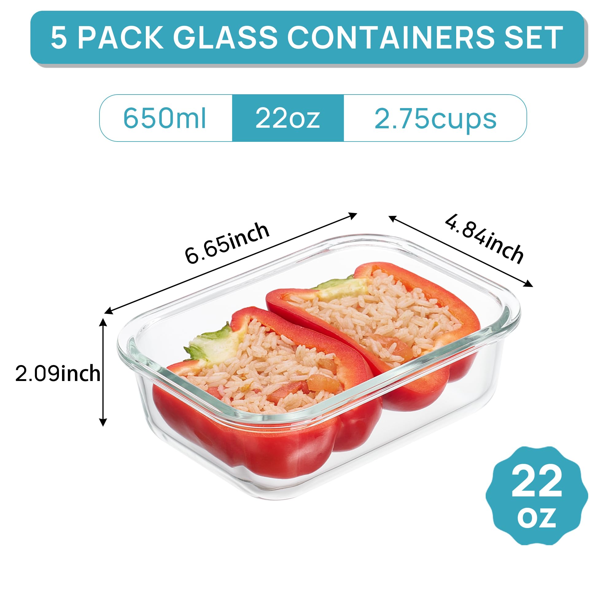 Vtopmart contenedores vidrio apilables con diseño compacto para ordenar la cocina.