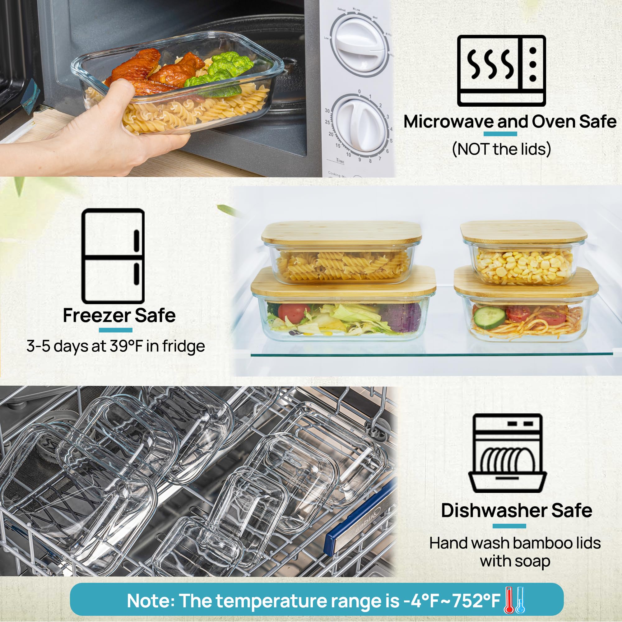Vtopmart contenedores de vidrio aptos para horno y microondas.