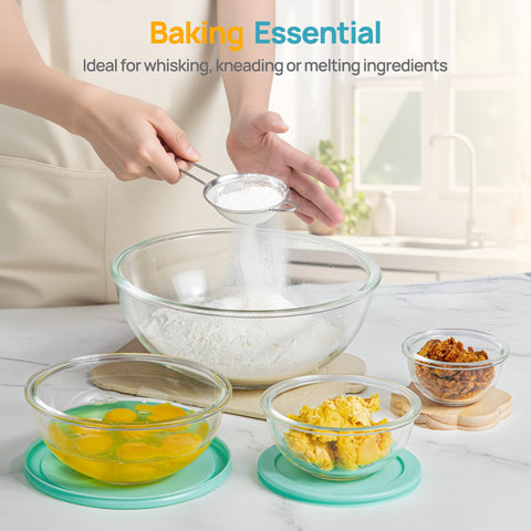 Vtopmart cuenco cristal 0,2 qt con tapa, ideal para ingredientes pequeños.