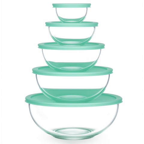 Vtopmart cuenco cristal 3,75 qt con tapa, ideal para mezclar ensaladas.