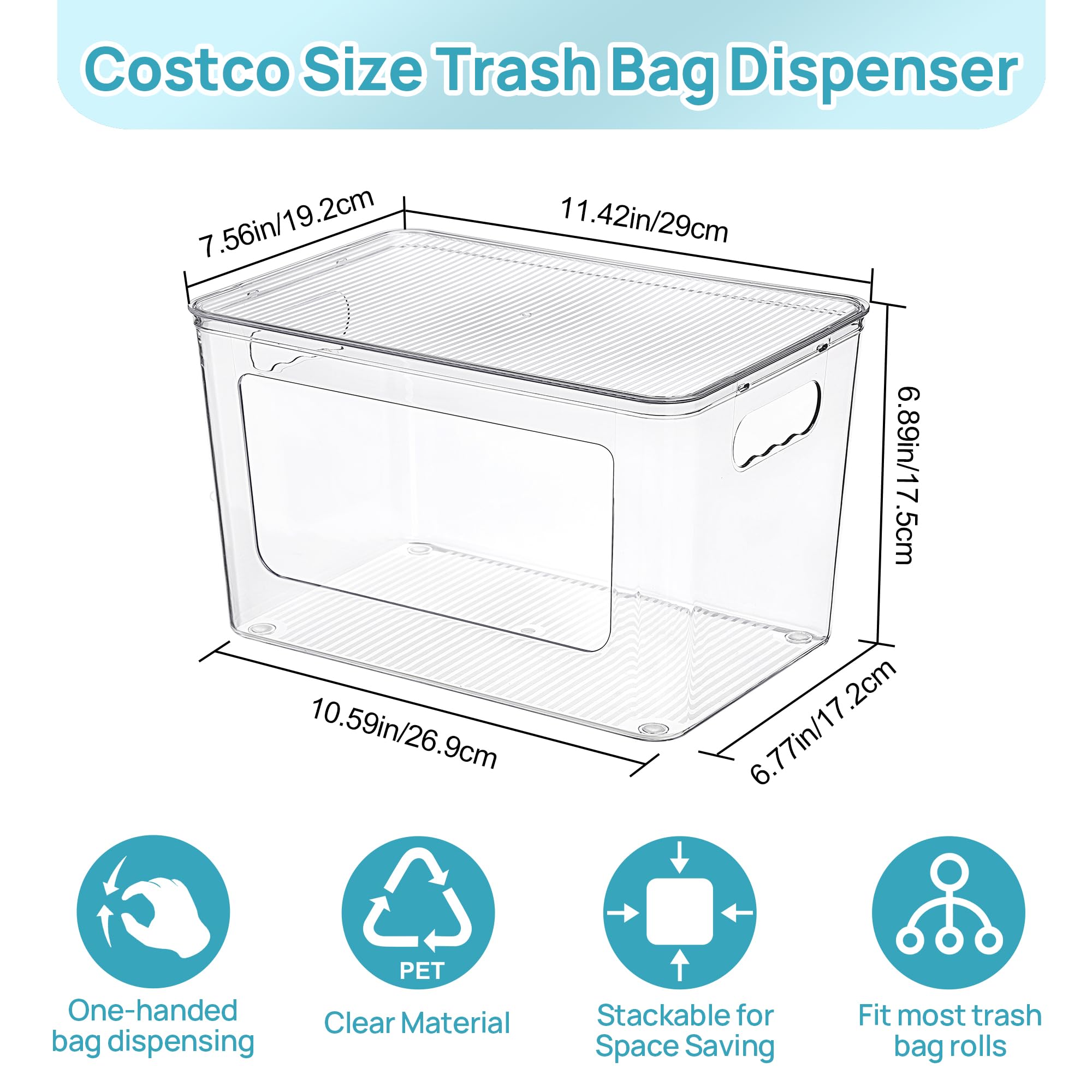 Dispenser transparente de Vtopmart para ver existencias de bolsas rápidamente.