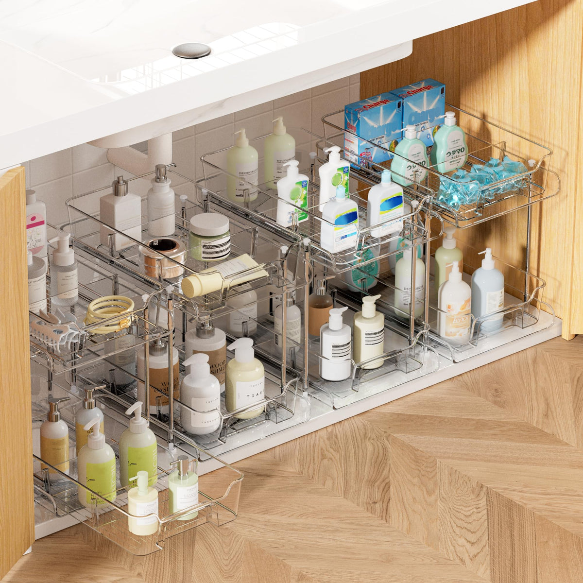 Vtopmart organizador doble de 2 niveles bajo lavabo para maximizar espacio