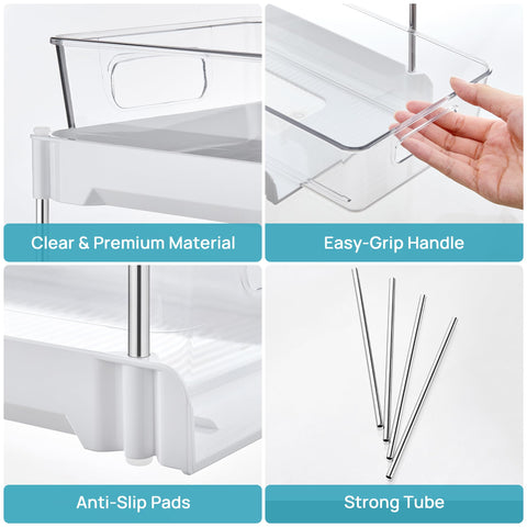Vtopmart organizador doble nivel, maximiza almacenamiento bajo fregadero.