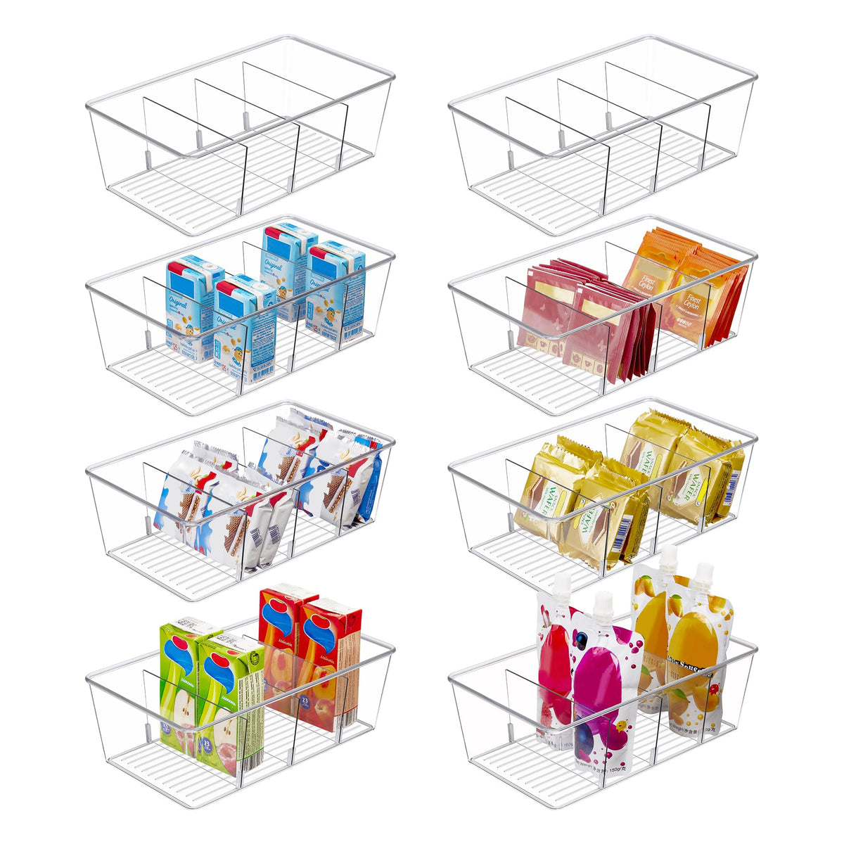 Vtopmart organizadores claros para despensa ayudan a mantener snacks visibles.