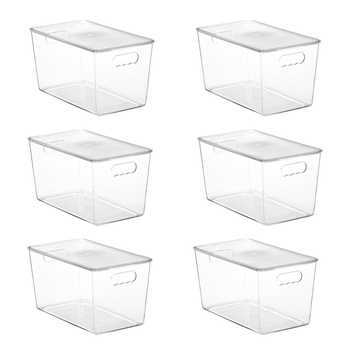 Vtopmart seis-pack cajas transparentes con tapas para ver contenido y organizar la despensa.