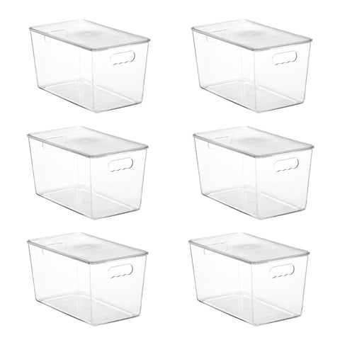 Vtopmart seis-pack cajas transparentes con tapas para ver contenido y organizar la despensa.