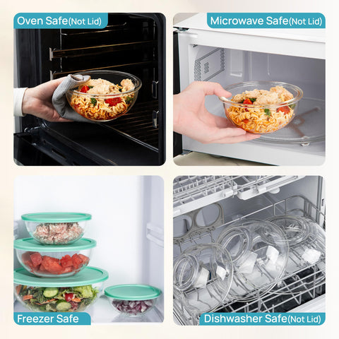 Vtopmart set cuencos vidrio con tapas, ahorro de espacio.
