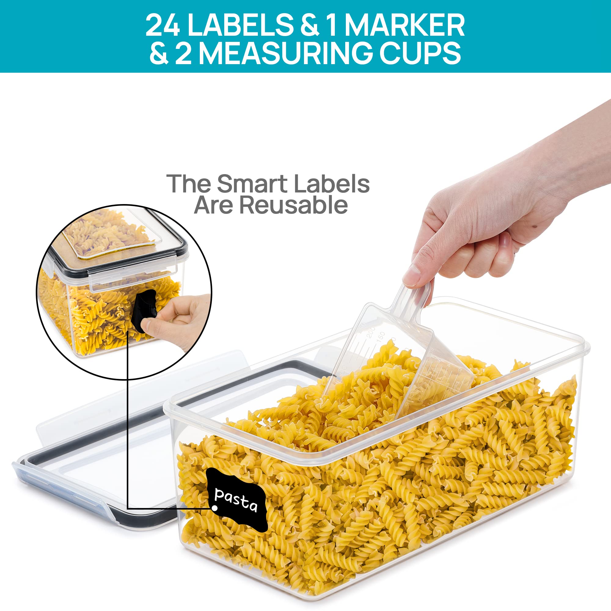 Tazas medidoras incluidas para medir ingredientes con precisión.