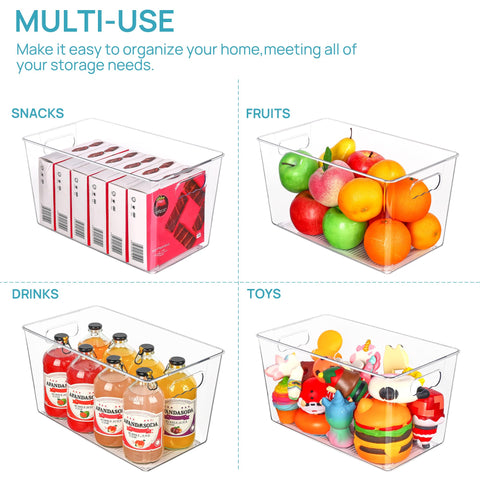 Vtopmart: uso en refrigerador y gabinetes, contenidos visibles.