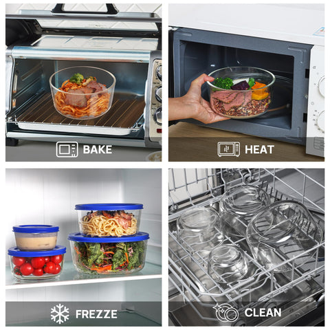 Vtopmart vidrio borosilicato seguro para alimentos en cuencos.