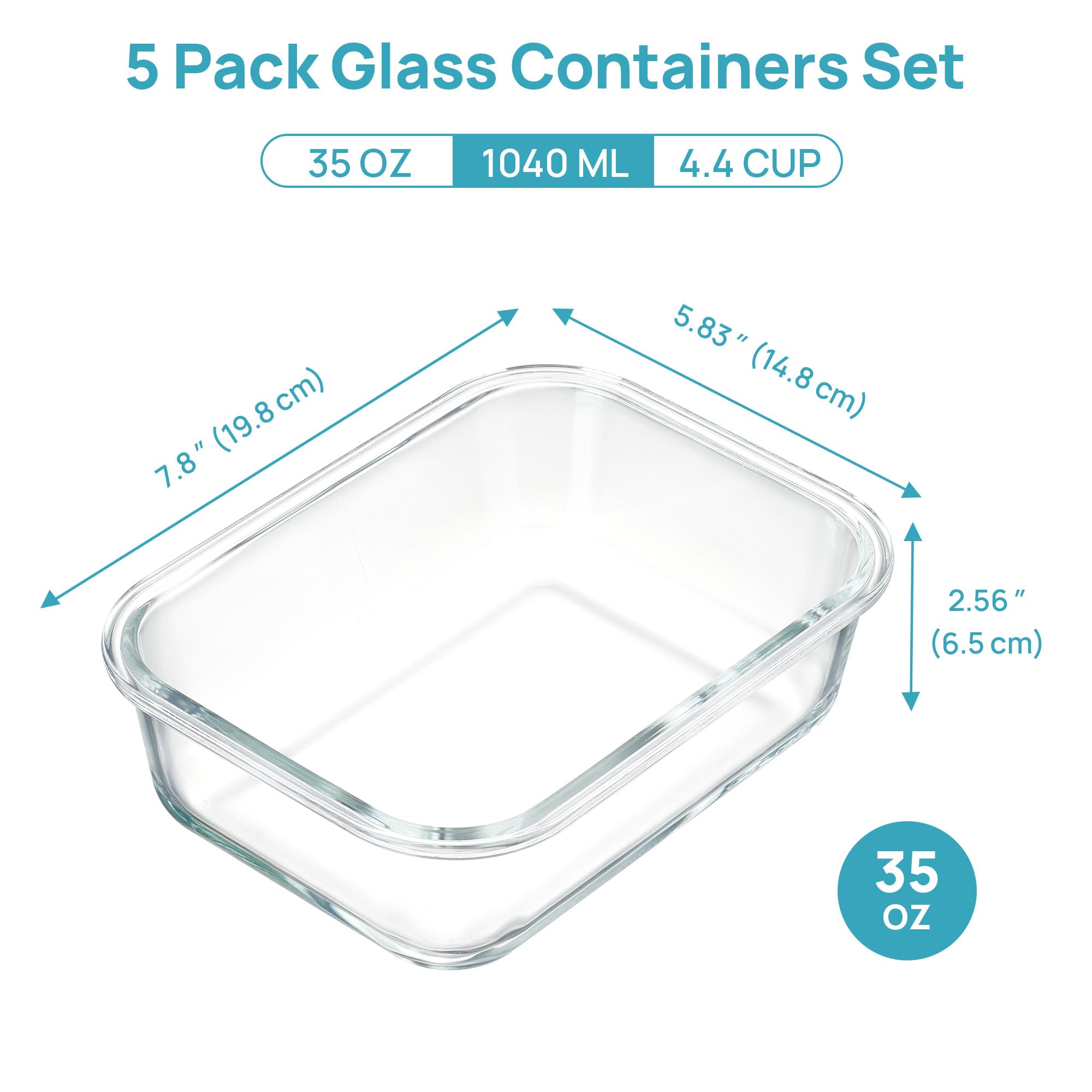 Vidrio transparente de Vtopmart facilita ver contenido para control de porciones.