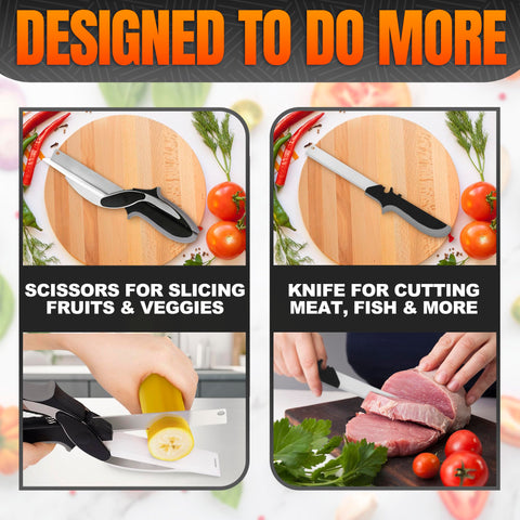 VTOWER Función doble corta alimentos con precisión en un utensilio.