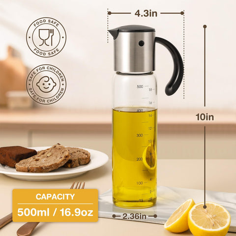 Botella de cristal Vucchini para aceite de oliva, resistente y fácil de limpiar.