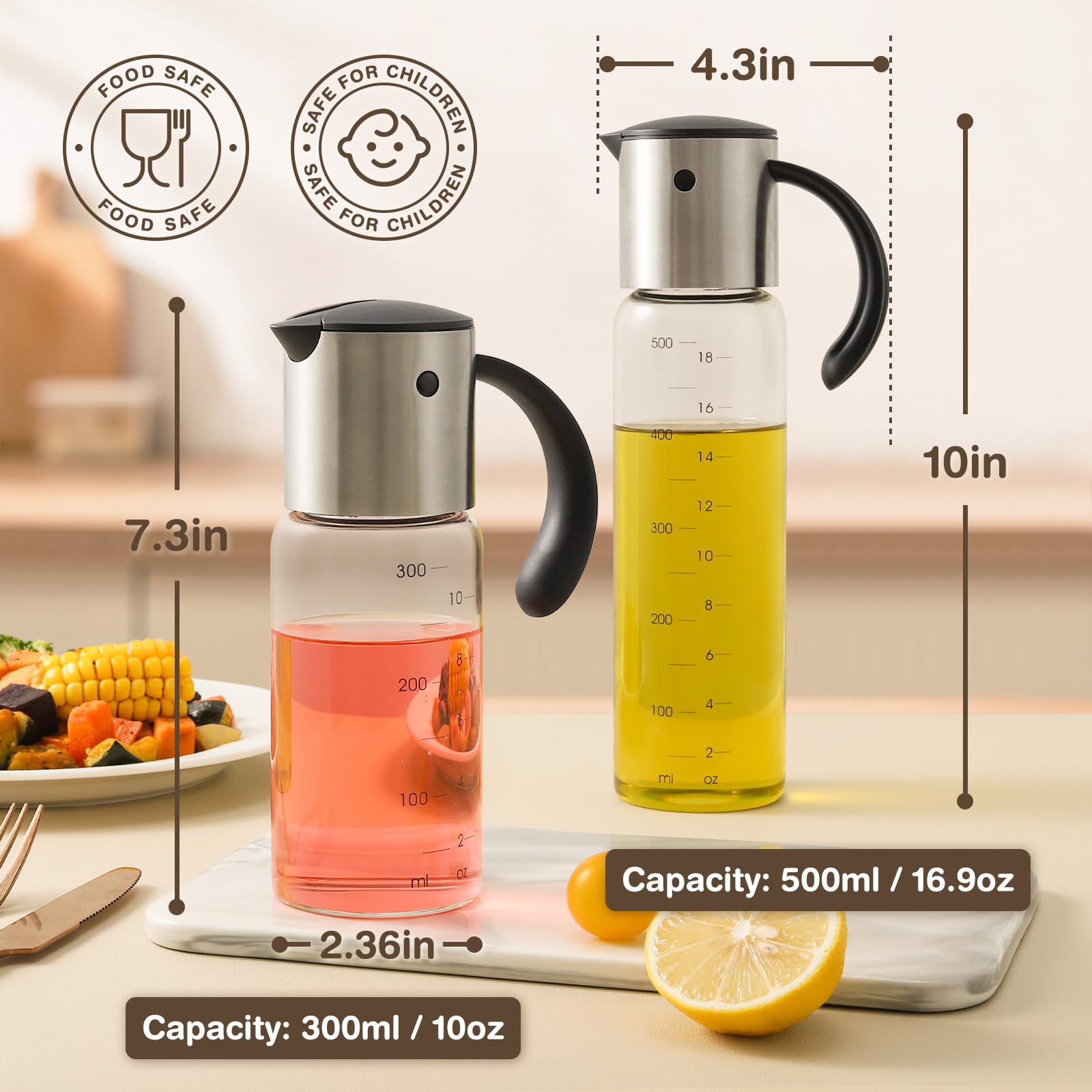Capacidad de 10 oz y 17 oz para diferentes necesidades culinarias