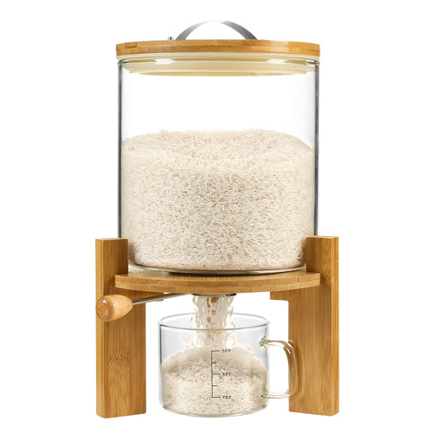 Vuinop dispensador de arroz 5L de vidrio para conservación de frescura y claridad.