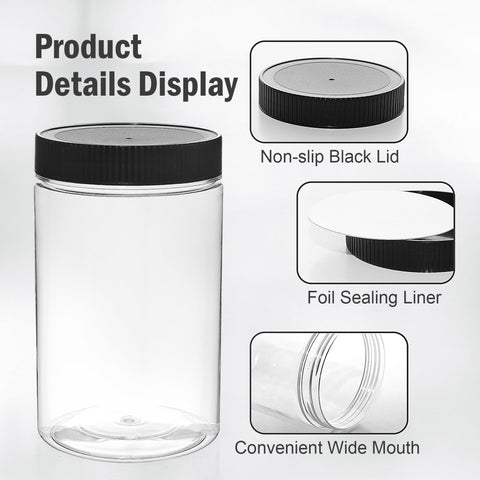 Cuerpo transparente de frascos Vumdua 27 oz para identificar contenidos de un vistazo.