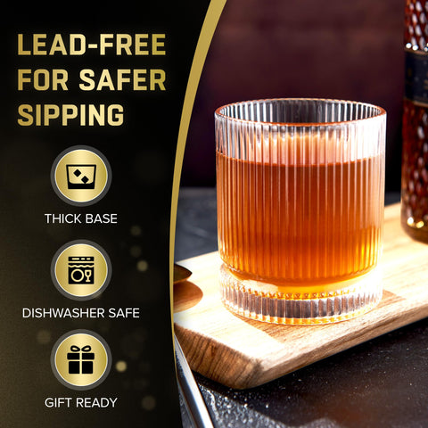 VUNDO vaso whisky con borde redondeado, experiencia suave al beber.