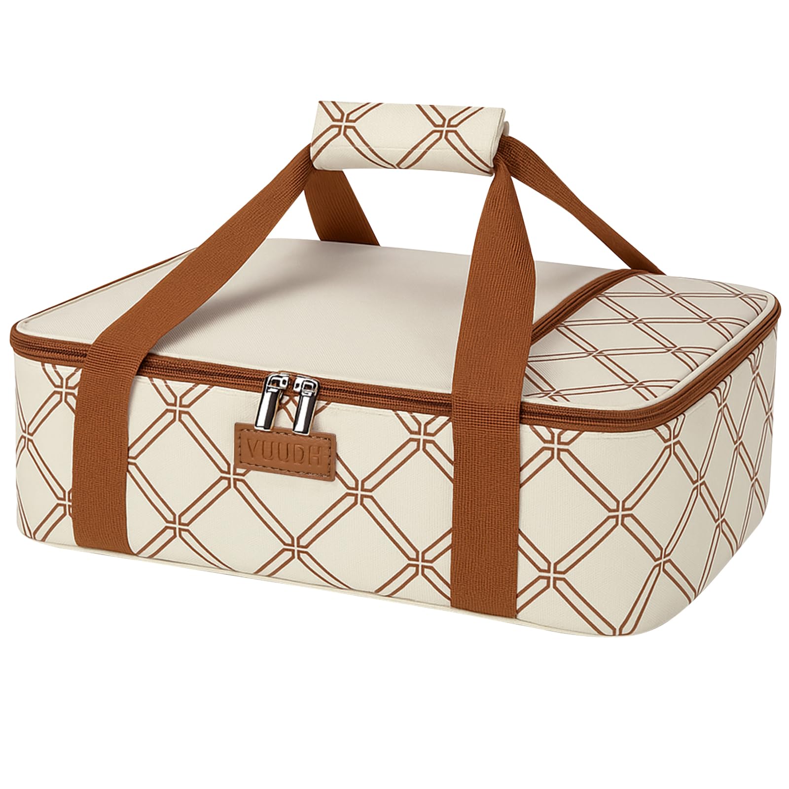 Vuudh Cazuela Portátil Aislada, vista frontal, ideal para mantener la comida caliente en salidas al aire libre.