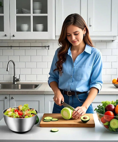 VVAKAM bol de lavado de verduras en acero inoxidable, seguro para alimentos.