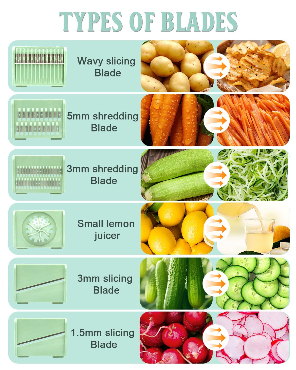 VVAKAM cuchillas 5 para cortar frutas y verduras con precisión.