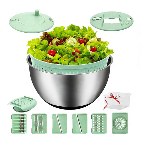 VVAKAM ensaladera giratoria con base estable para lavar y escurrir ensaladas.
