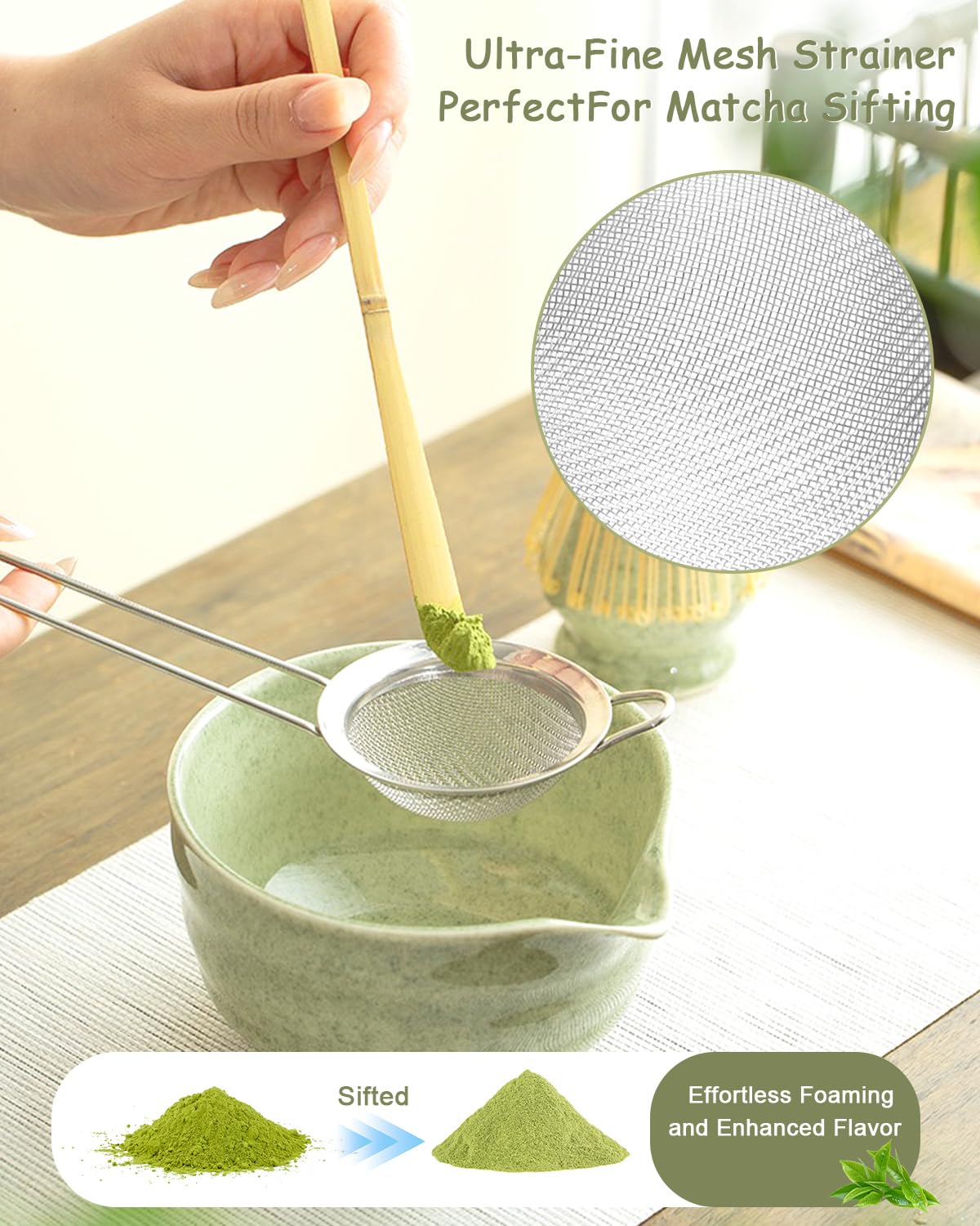 VVAKAM colador de matcha, evita grumos para bebida limpia