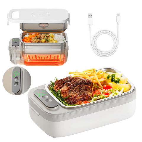 VVU&CCO caja de almuerzo calefactable 18W, vista frontal para calentar sin enchufe