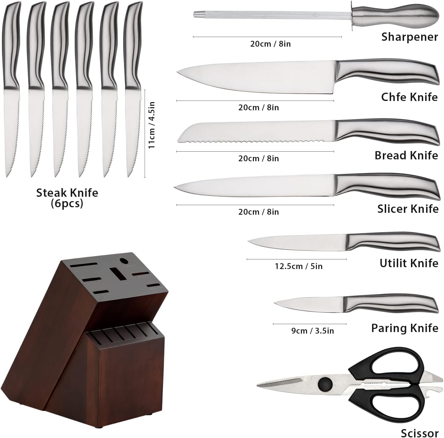 Cuchillo chef Vvwgkpk de 8 pulgadas con mango ergonómico para cortes precisos.