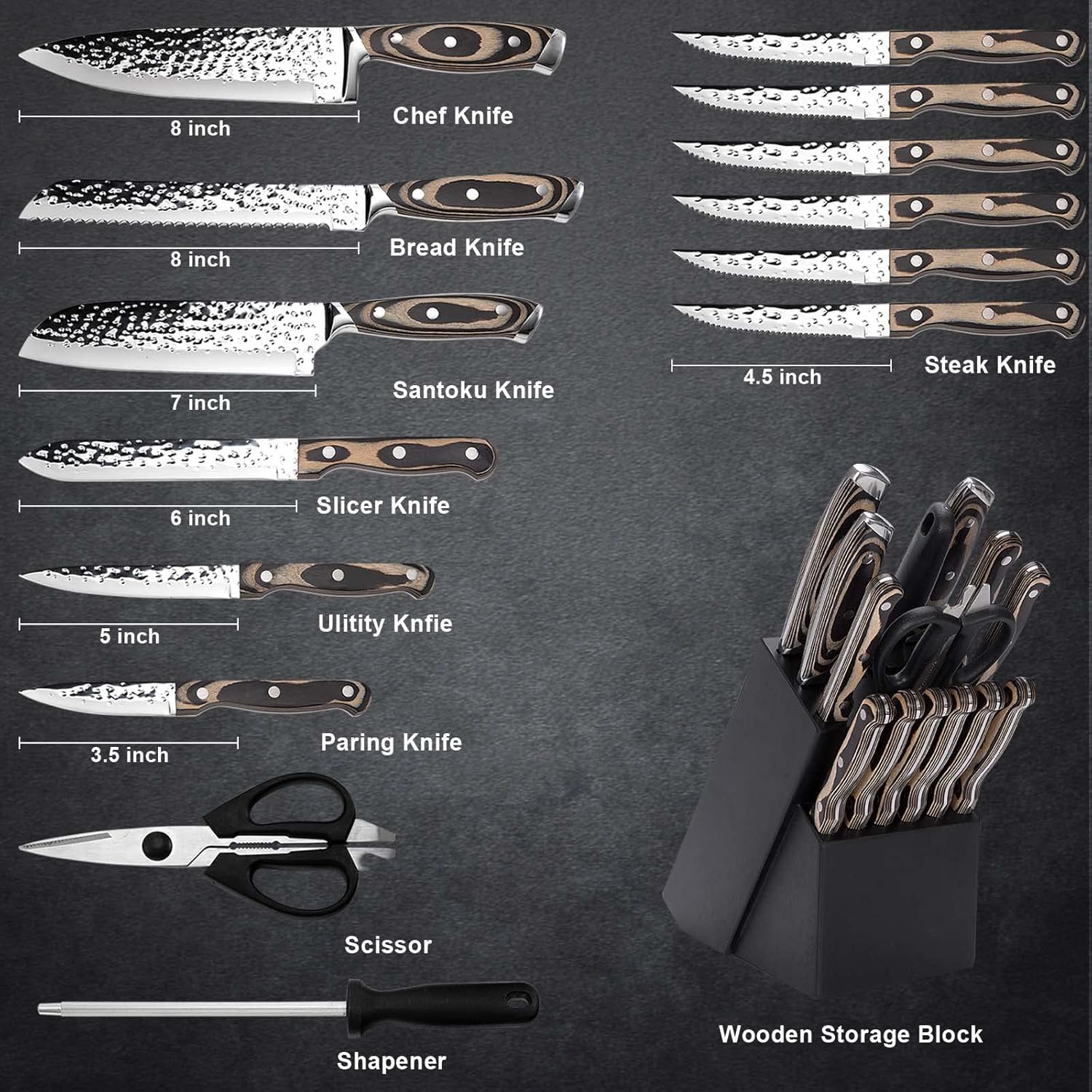Cuchillo chef Vvwgkpk de 8 pulgadas para cortes precisos en la cocina.