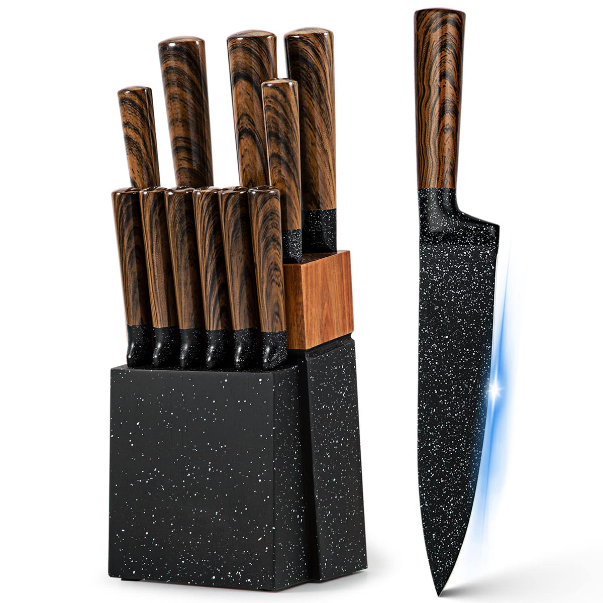 Vvwgkpk, juego de cuchillos con bloque de madera para almacenamiento seguro.