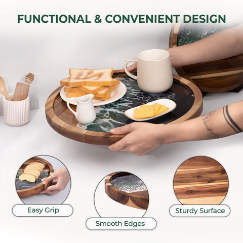 Acacia natural con veta única, ideal para presentar tablas y comidas.