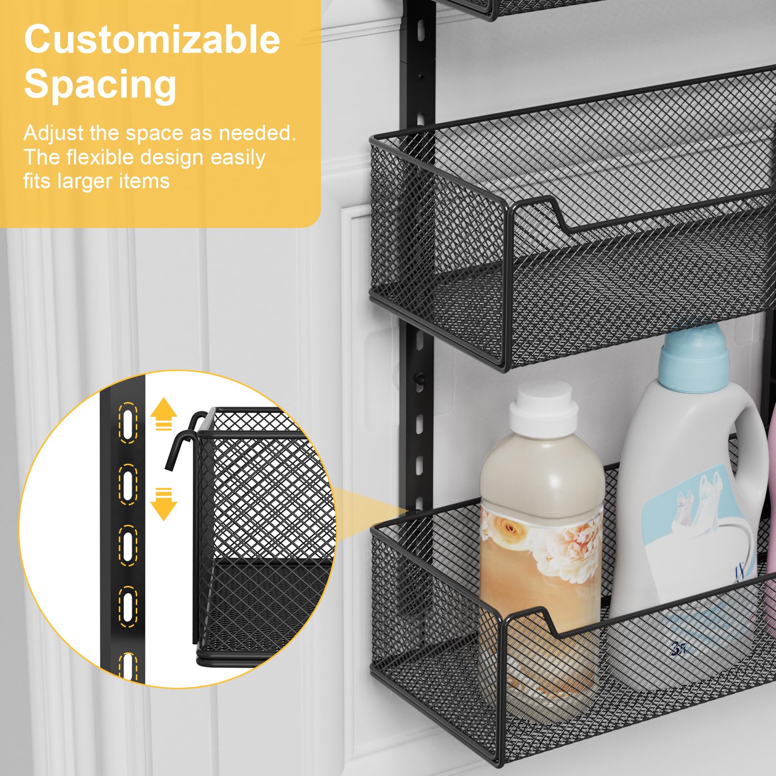 VyGrow adhesivos transparentes para fijar la unidad a la puerta sin vibraciones.