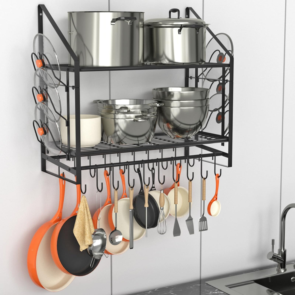 VyGrow colgador de ollas en pared 28 pulgadas para ahorro de espacio