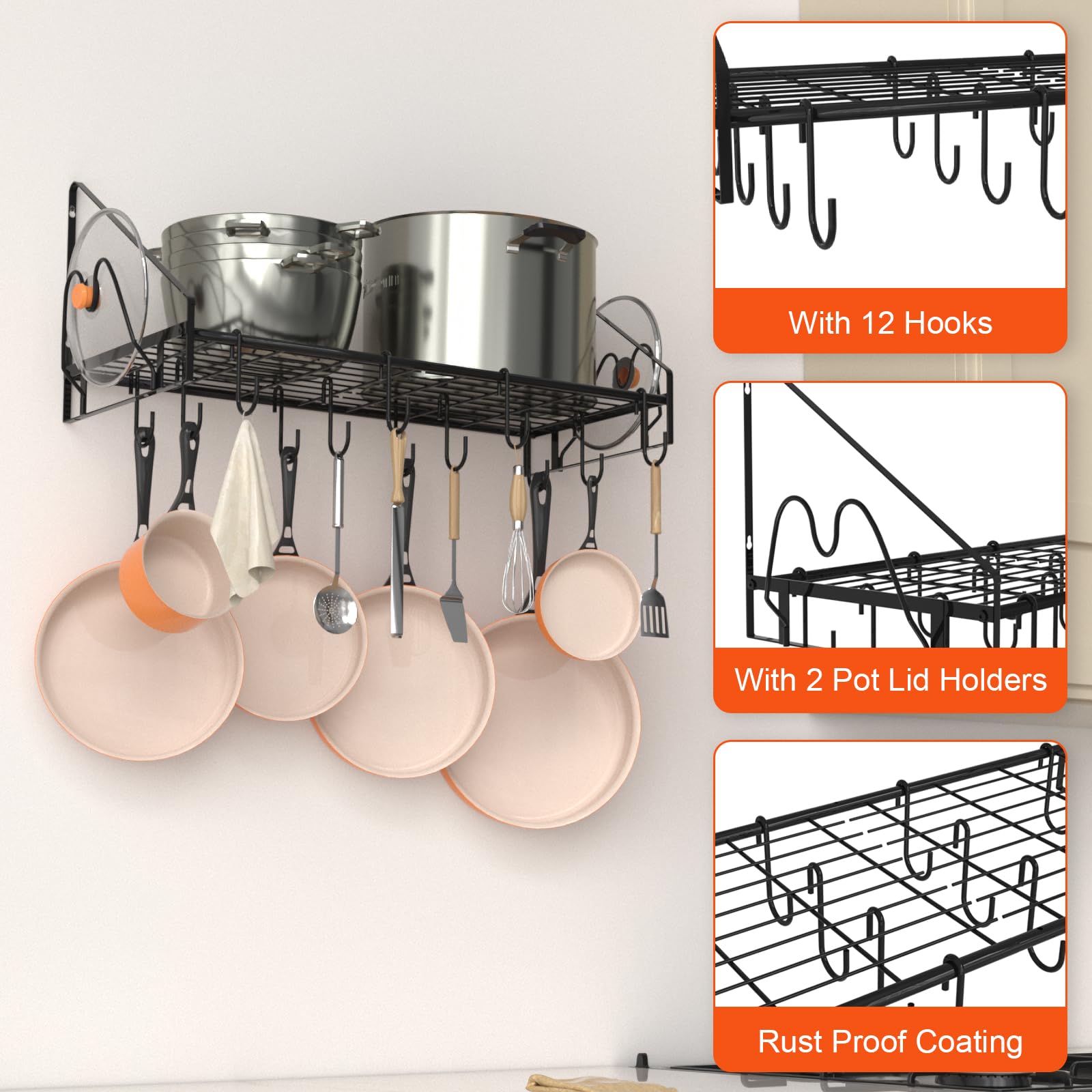 VyGrow dimensiones-28-pulgadas: estante amplio para ollas grandes.
