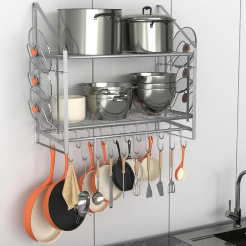 VyGrow organizador de ollas a pared con 2 niveles para mayor orden en la cocina