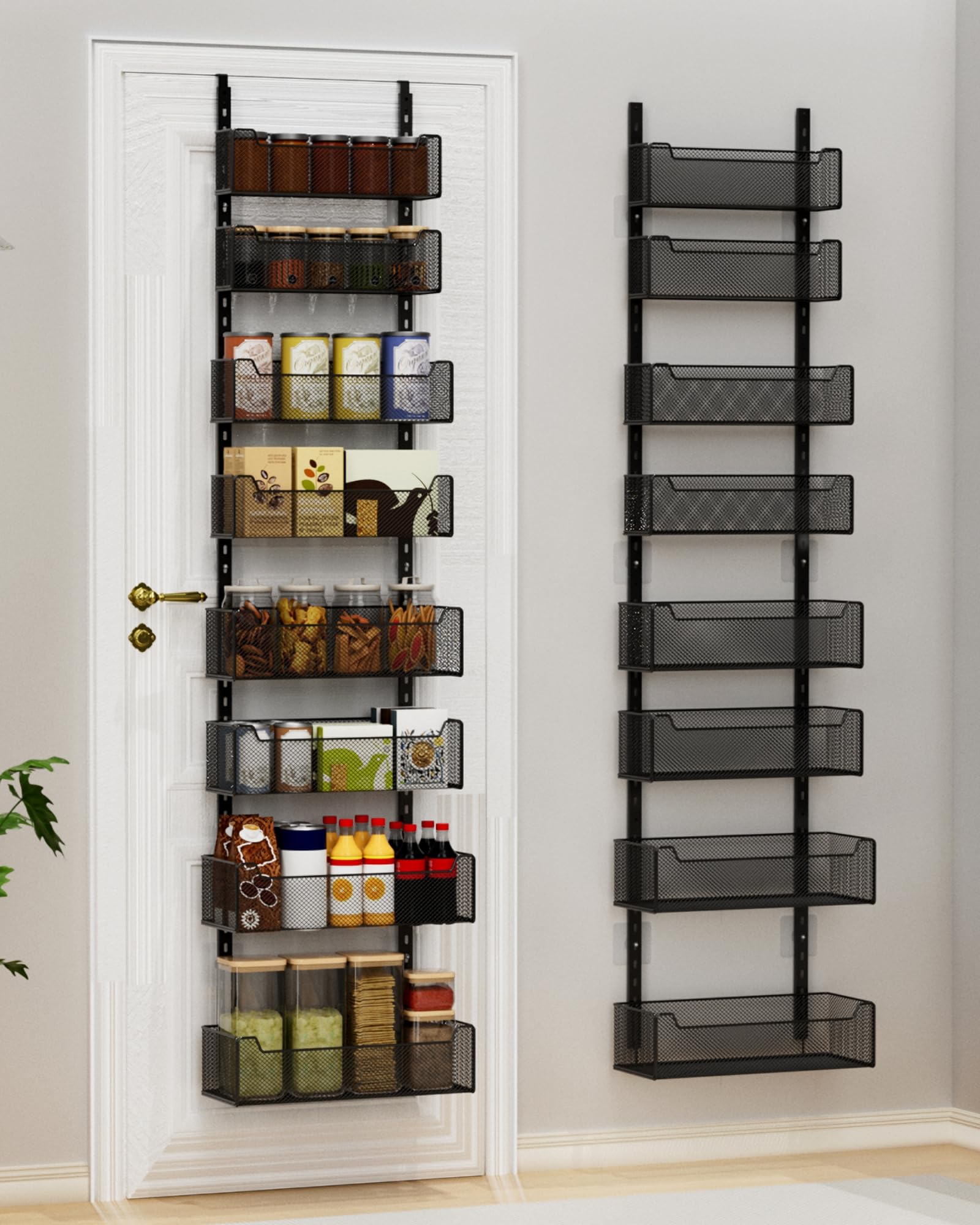 VyGrow organizador sobre puerta de 8 niveles con malla cerrada para especias y snacks.