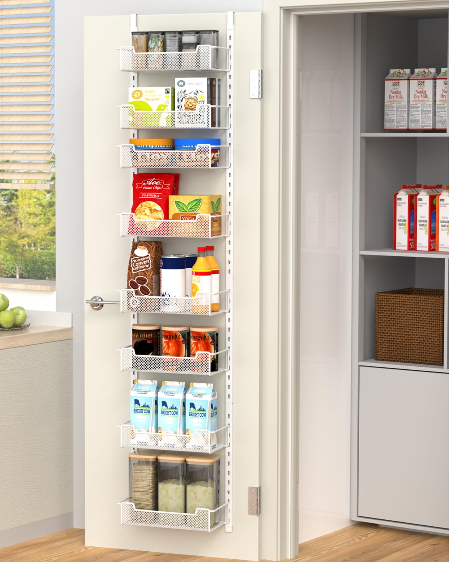 VyGrow organizador puerta despensa 8 bandejas ajustables para optimizar espacio en la cocina.