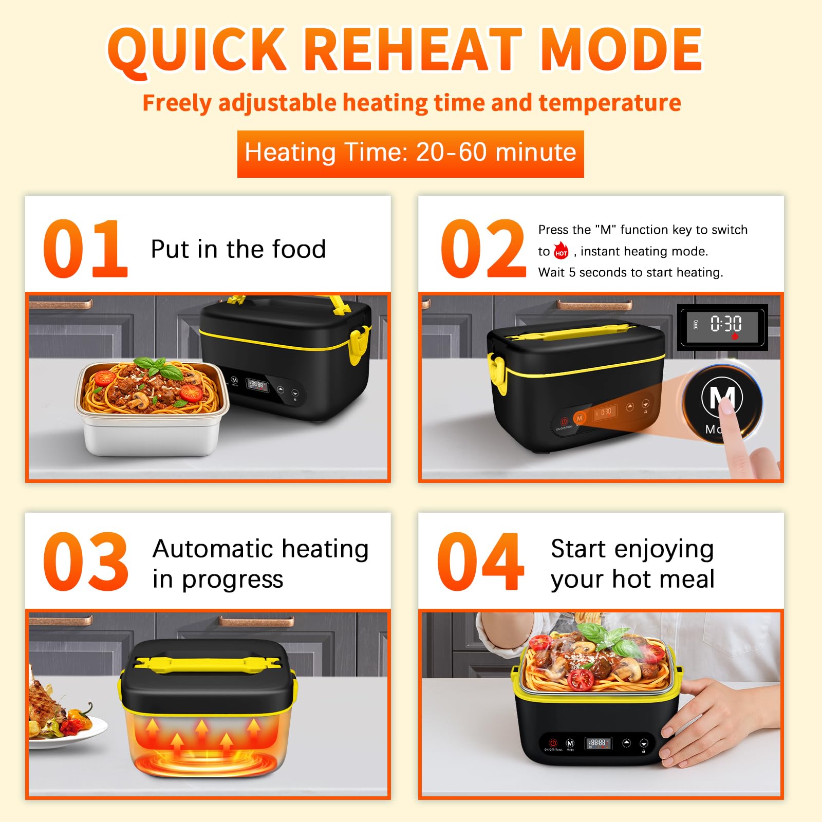 Caja de almuerzo VYRALOFT con batería de 24000mAh para calentar y cargar