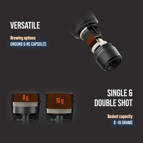 WACACO Pixapresso con compatibilidad dual café molido y NS.